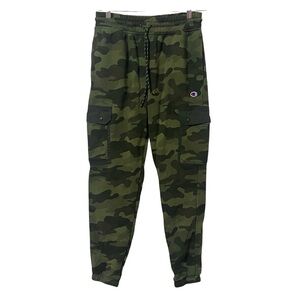 Champion Men's Cargo Joggers, Athletic Pants Green Camo, Size M